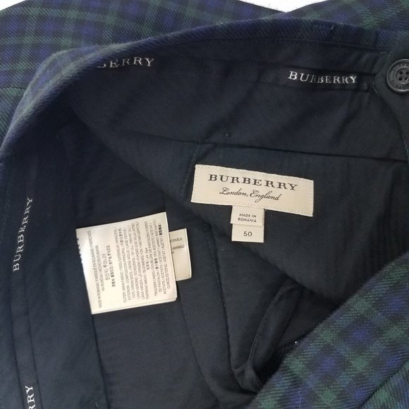 Burberry Men's 40 Soho Tartan Plaid Straight Leg Trousers Pants in Blue/Green - Picture 11 of 16